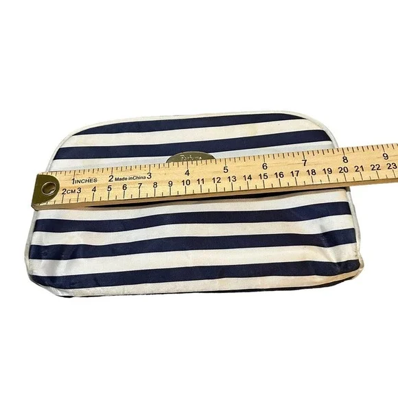 Christian Dior Vintage Navy/White Striped Makeup Bag - Picture 6 of 9
